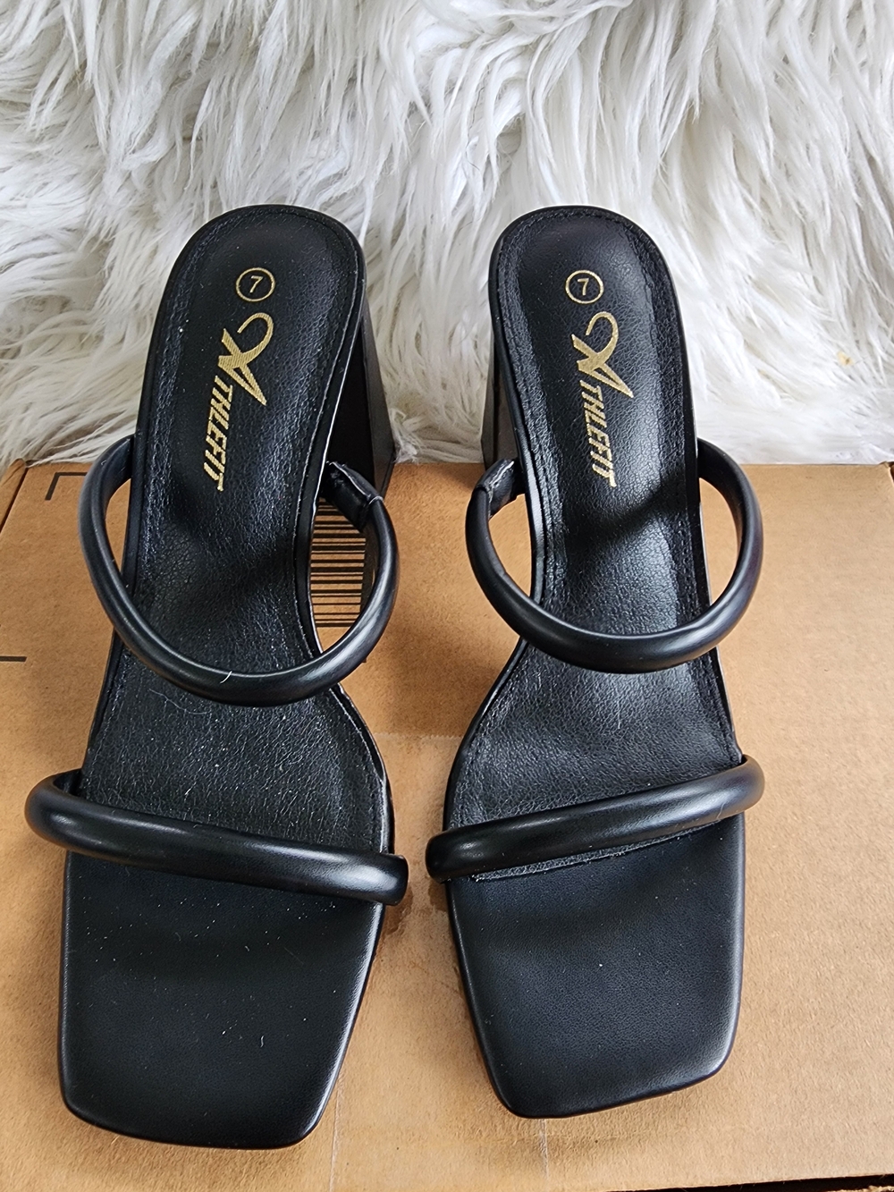 Black Women's Double-Strap Heel Sandals